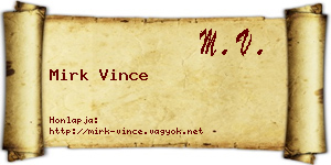 Mirk Vince névjegykártya